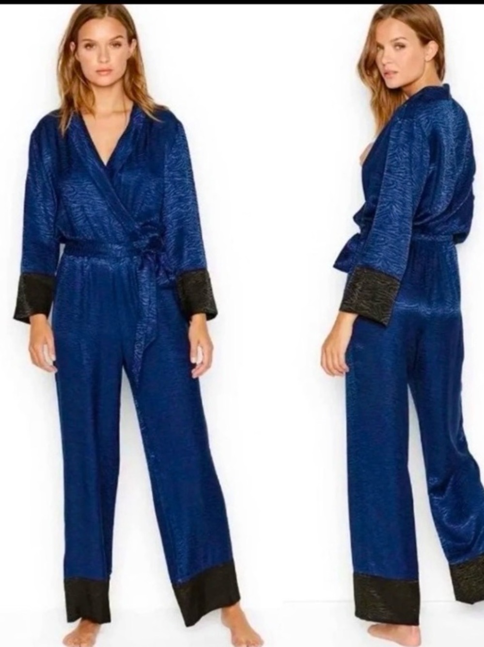 Victoria Secret VS Navy Blue Zebra Print Satin Romper Jumpsuit
Pajamas